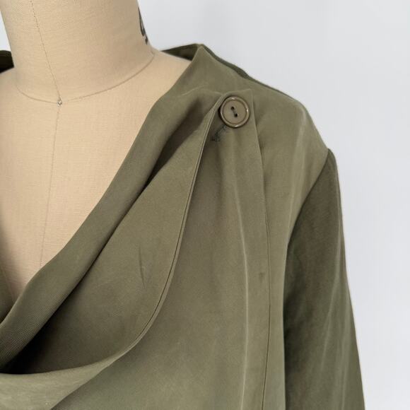Blank NYC Draped Open Front Jacket Womens Small Olive Green Linen Blend - Picture 13 of 16